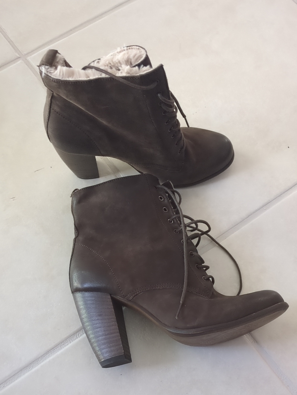 Boutique 9 Brown Leather Warm Winter Ankle Laced Boots Boho Sz 9